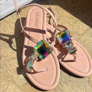 Liliana Pink Sandals with Crystal Accents